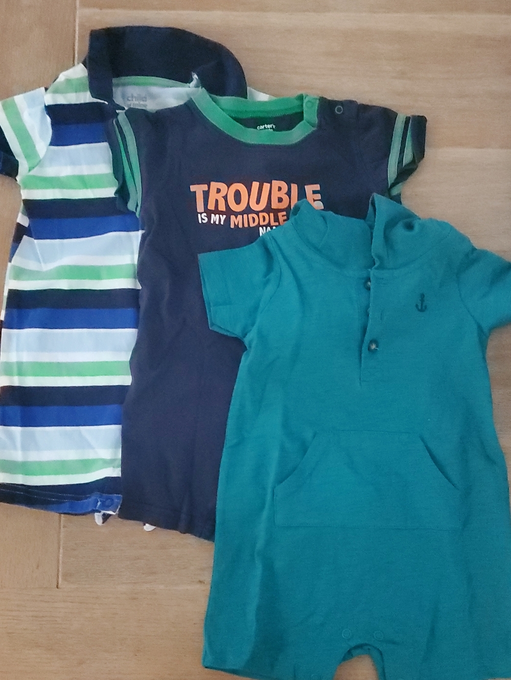 Carter's Navy Graphic Tee with Orange Print & Green-Trim Details